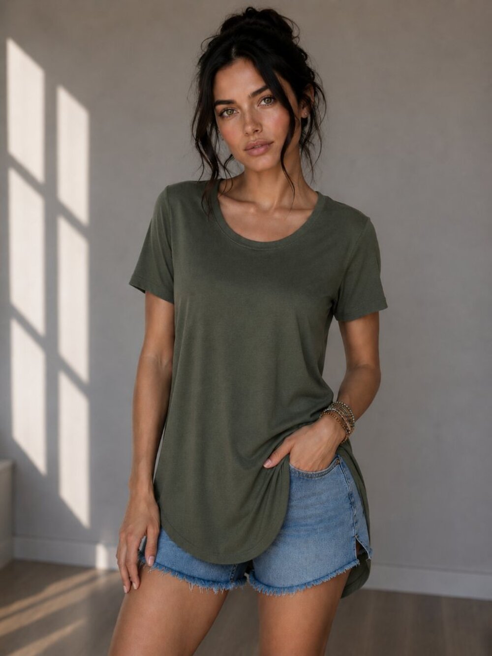 Daily Ritual Jersey Short Sleeve Shirt W/ S High-Low Tunic NWT 4 colors
